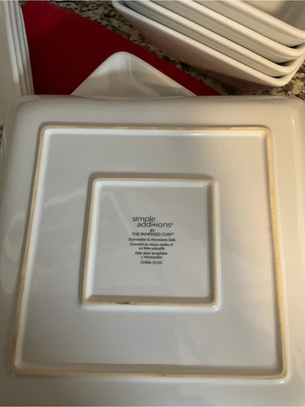 The Pampered Chef White Square Ceramic Bowls & Plates Set